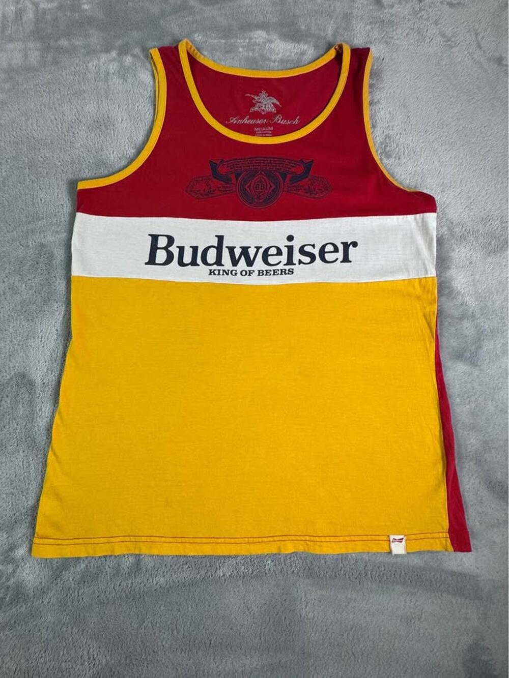Budweiser tank top men’s medium. Retro beer graphic colors. 46219 porch p/u